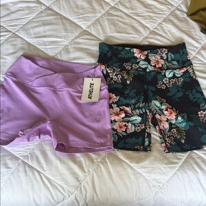 Women's Lavender and Floral Athletic Shorts
